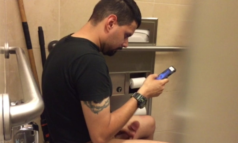 Horny And Hung Man Caught Jerking In A Public Toilet Spycamfromguys