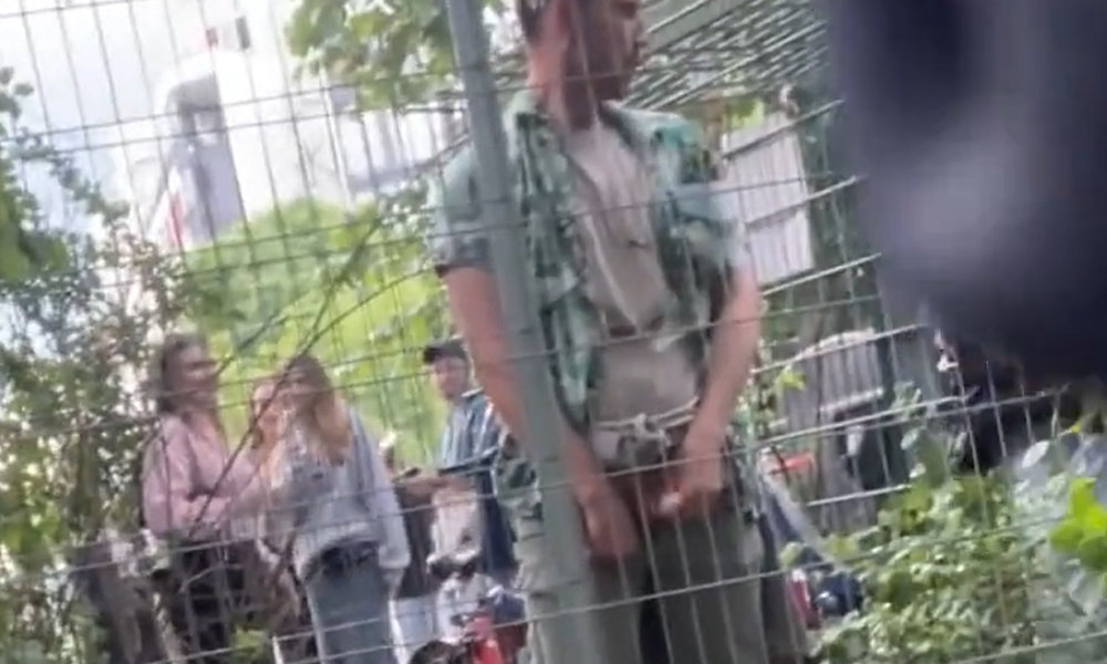 guy caught peeing in public at the music festival