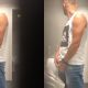 handsome guy in tank top caught pissing at urinals