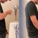 Guy with long cock caught peeing by spycam while peeing at urinals