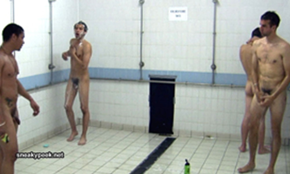 Lots of dudes captured naked in the communal shower