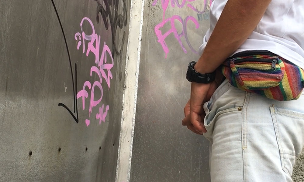 Uncut guy caught peeing in public during Bayonne Feria