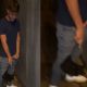 Hung uncut straight guy peeing in the street at night