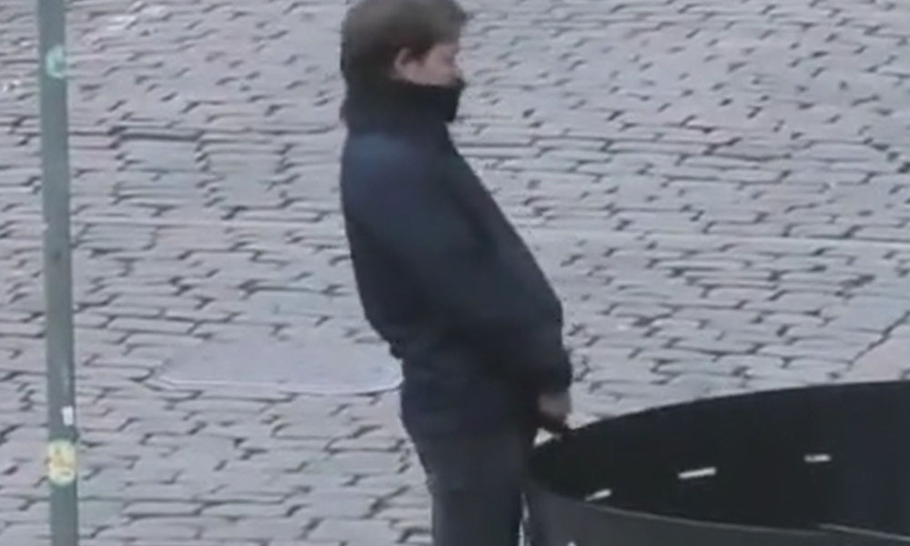 Danish guy proudly peeing in public