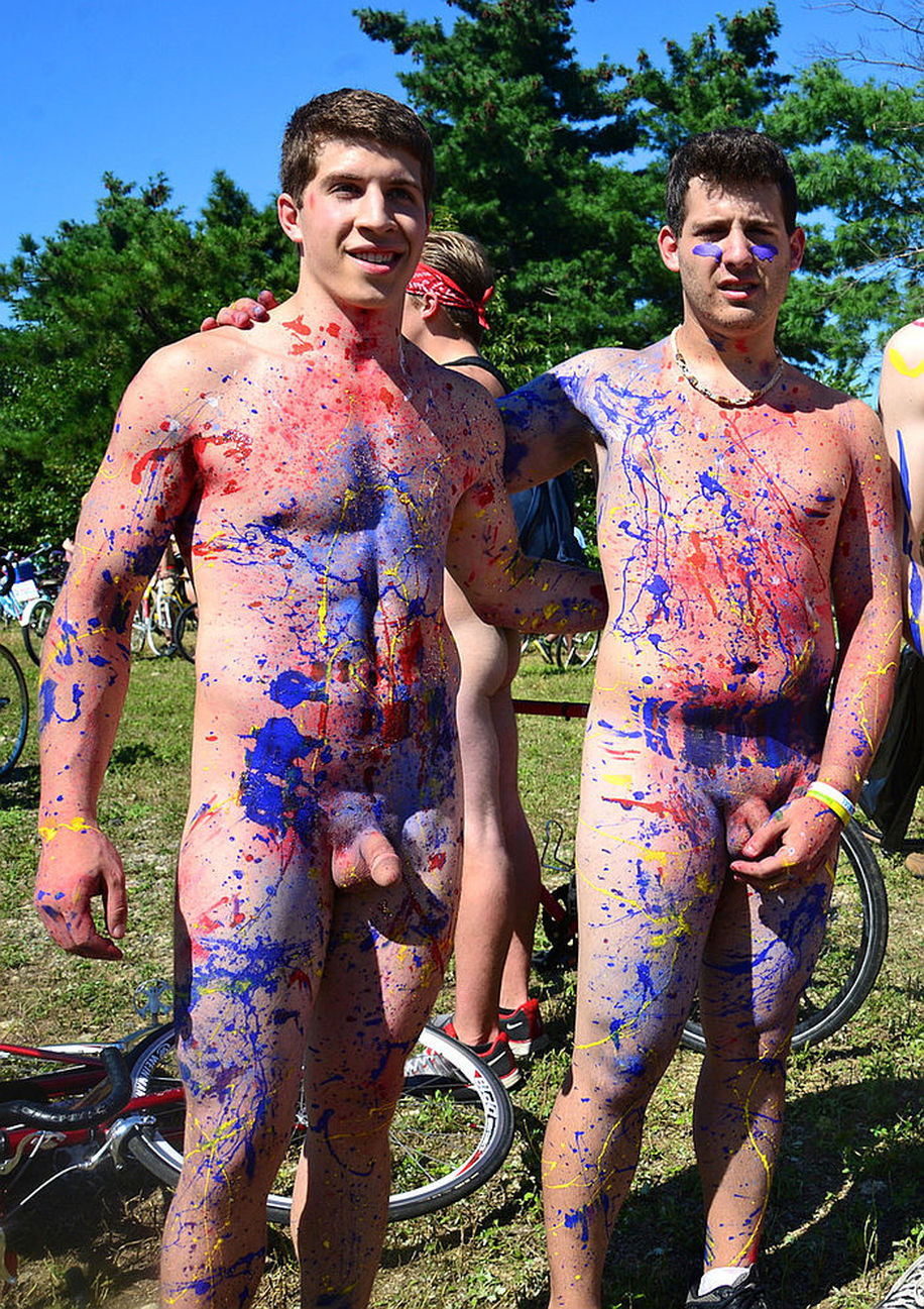 Naked male body painting