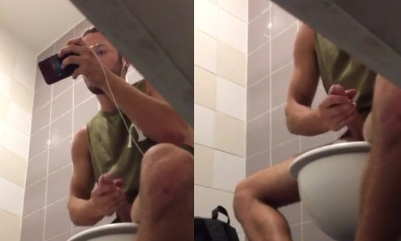hung man caught jerking in public toilet - Spycamfromguys, h