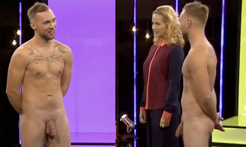 Straight guy Nicolaj full frontal naked on TV